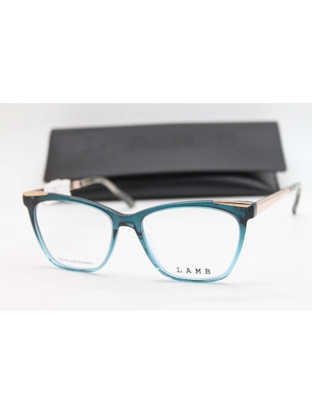 NEW L.A.M.B. LA119 TEA TEAL GOLD AUTHENTIC EYEGLASSES W/CASE 54-16
